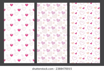Valentine's heart seamless pattern vector poster set. Valentine's hearts shape pattern endless bundles for gift wrap holiday season lay out. Vector illustration hearts day gift wrap seamless 