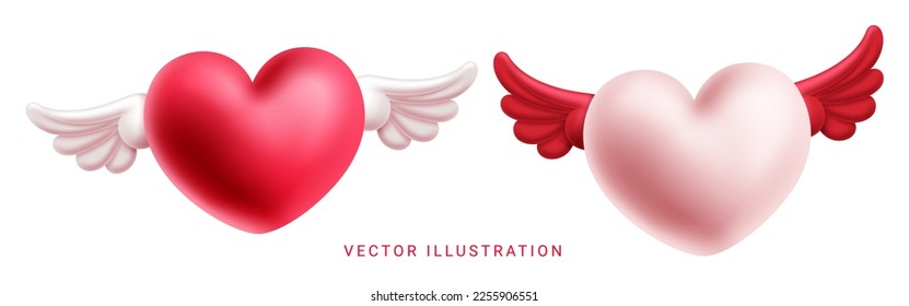 Valentine's heart set vector design. Valentine's day couple heart balloons flying elements isolated in white. Vector illustration valentine greeting card decoration. 