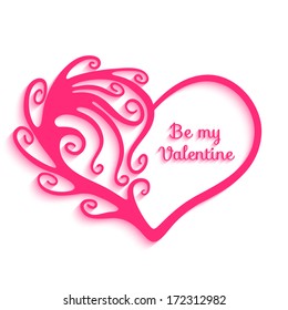 Valentines heart with swirls isolated on white background