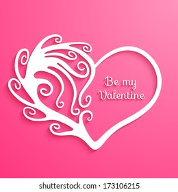 Valentines heart with swirls and lettering Happy Valentine's Day