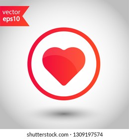 Valentines heart vector icon. Red Heart vector icon.  