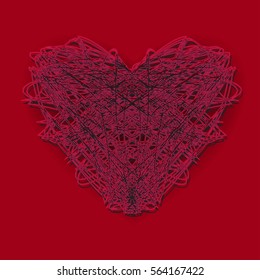 Valentines heart vector. Thread wrapped love you romantic illustration.