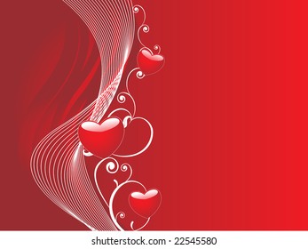 valentines heart and wave elements in red, illustration