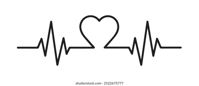 Ritmo cardíaco de San Valentín, lindo. Dibuja el electrocardiograma, dibuja la frecuencia cardíaca de una manera minimalista y moderna. Camisetas de pareja y familia.