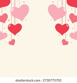 Valentinstag Herd Rahmen Rahmen Hintergrund Illustration. Flache Herdgrenzkunst