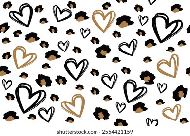 Valentine's Hearts with black background is in Seamless pattern	