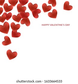 Valentines hearts card with empty space. Hearts concept. Romantic composition. Vector illustration. Love confetti for Valentine's Day of Wedding.