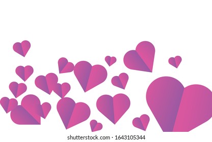 Valentines hearts elements on white background postcard. Vector symbols of love in shape of heart for Happy Women  Valentines Day  birthday greeting card design.