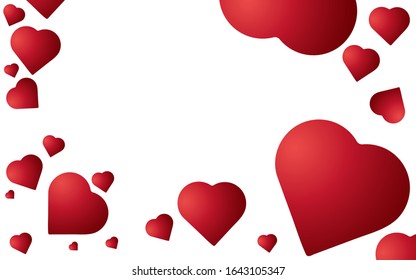 Elementos del corazón de San Valentín en la postal de fondo blanco. Símbolos vectoriales de amor en forma de corazón para Feliz Día de San Valentín diseño de tarjetas de felicitación.