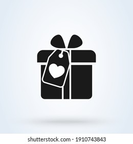 Valentines hearts with gift box sign icon or logo. gift box concept. suitable for advertising and promotion app vector illustration.