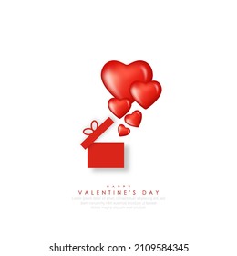 Valentines hearts with gift box.Vector symbols of love in shape of heart for Happy Valentine's Day. vector