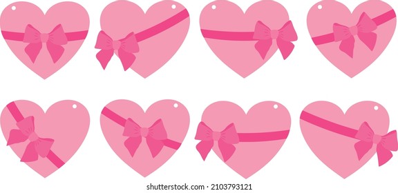 Valentine's hearts gift tags vector illustration. Gift tags templates
