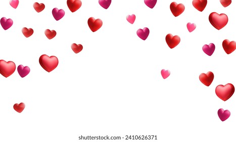 Valentine's hearts isolated on transparent background. Vector red symbols of love border for romantic banner or Happy Mother's Day greeting card design