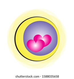 Valentines hearts  on moon background. Gradient. Vector 