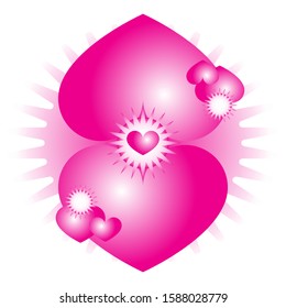 Valentines hearts  on pink and white background. Vector, gradient