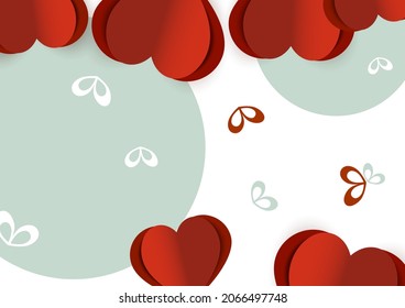 Valentine's hearts. Paper flying elements on a white background. Vector love symbols in the shape of a heart for Happy Women's, Mother's Day, Valentine's Day, greeting card design