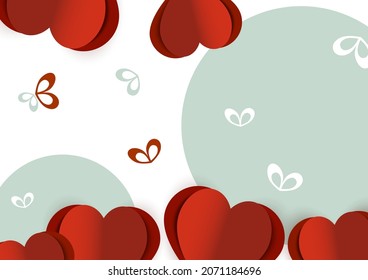 Valentine's hearts. Paper flying elements on a white background. Vector love symbols in the shape of a heart for Happy Women's, Mother's Day, Valentine's Day, greeting card design