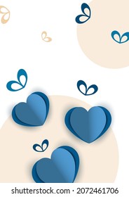Valentine's hearts. Paper flying elements on a white background. Vector love symbols in the shape of a heart for Happy Women's, Mother's Day, Valentine's Day, greeting card design