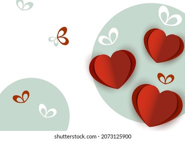 Valentine's hearts. Paper flying elements on a white background. Vector love symbols in the shape of a heart for Happy Women's, Mother's Day, Valentine's Day, greeting card design