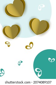 Valentine's hearts. Paper flying elements on a white background. Vector love symbols in the shape of a heart for Happy Women's, Mother's Day, Valentine's Day, greeting card design