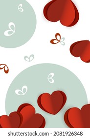 Corazón de San Valentín. Elementos volantes de papel sobre un fondo blanco. Los símbolos del amor vectorial en forma de corazón para feliz mujer, Día de la Madre, Día de San Valentín, diseño de tarjetas de felicitación