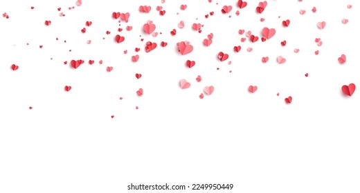 Valentines hearts postcard. Paper flying elements. Vector symbols of love in shape of heart for Happy Women's, Mother's, Valentine's Day. Stock royalty free vector illustration. PNG