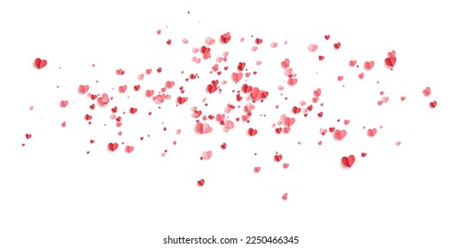 Valentines hearts postcard. Paper flying elements. Vector symbols of love in shape of heart for Happy Women's, Mother's, Valentine's Day. Stock royalty free vector illustration. PNG