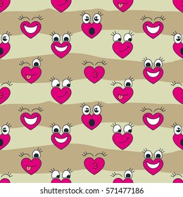 Valentine's hearts seamless pattern. Love pattern. smiling hearts