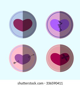 Valentines hearts set. Flat vector illustration.