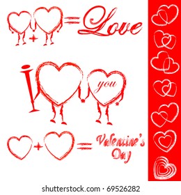 Valentines hearts set. Vector illustration