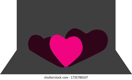 valentine's hearts with shadows vector