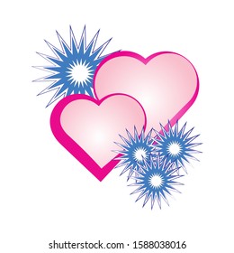 Valentines hearts and snowflakes on white background. Gradient. Vector
