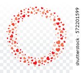 Valentines hearts wreath on transparent background with copy space