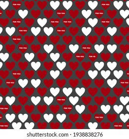 Valentines Hearts with For You Text. Simple Minimal Design. Vector Illustration