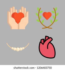 valentines icon set. vector set about heart and necklace icons set.