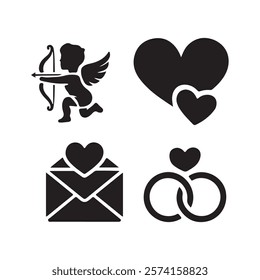 valentine's icon silhouette vector arts 