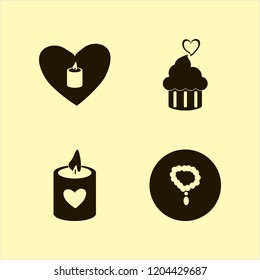 valentines icon. valentines vector icons set cupcake heart, candle heart and necklace
