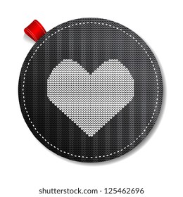 Valentine's knitted label with a heart
