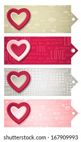 valentines  labels with  decorative hearts, vector illustration