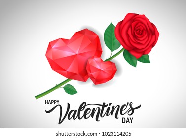 Valentines Lettering with Hearts and Rose