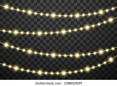 Valentine's lights isolated on transparent background, vector illustration