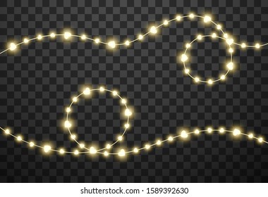 Valentine's lights isolated on transparent background, vector illustration