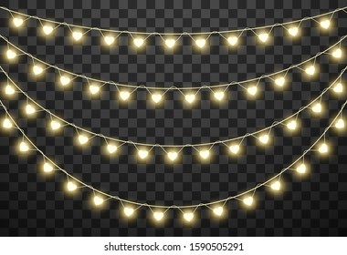 Valentine's lights isolated on transparent background, vector illustration