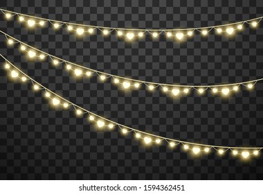 Valentine's lights isolated on transparent background, vector illustration
