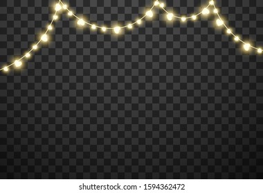 Valentine's lights isolated on transparent background, vector illustration