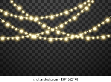 Valentine's lights isolated on transparent background, vector illustration