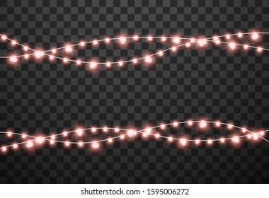 Valentine's lights isolated on transparent background, vector illustration