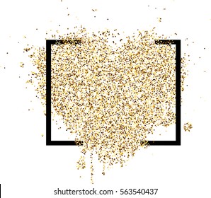 Valentine's love background with golden sandy heart. Vector illustration.
