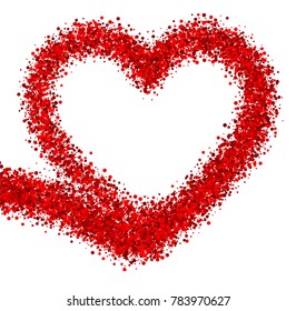Valentine's love background with red heart. Vector paper illustration.