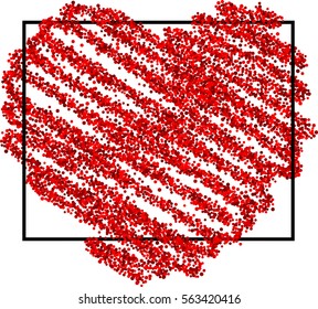 Valentine's love background with red pictured heart. Vector illustration.